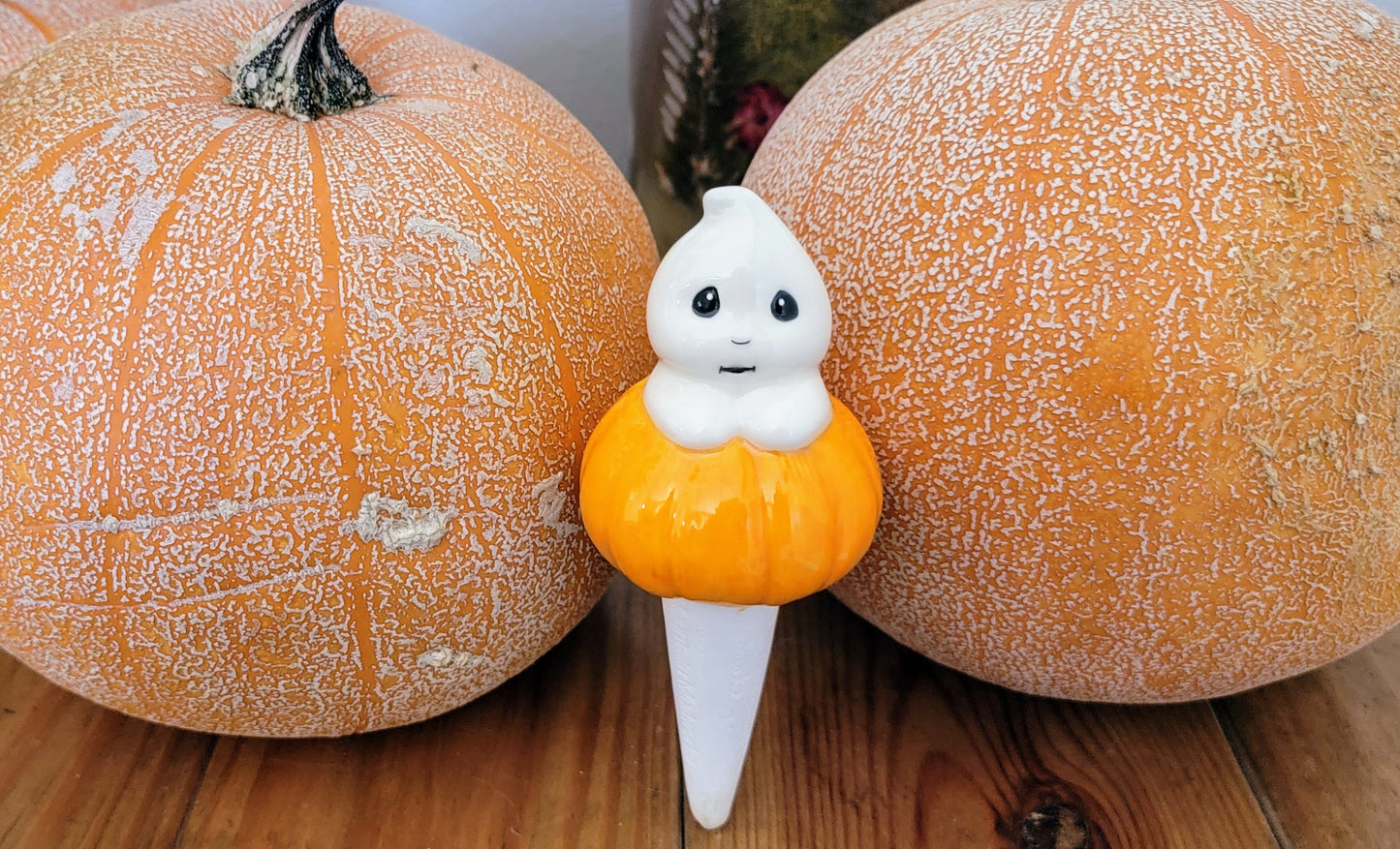 Ghost Pumpkin Halloween Ceramic Watering Spike - Plant Tender - Ease Plant Care - Self Watering - Watering Globe - Houseplant Decor - Garden