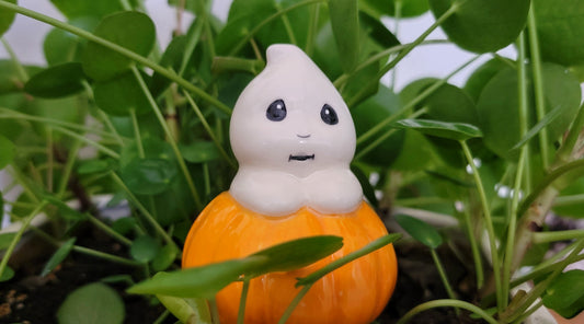 Ghost Pumpkin Halloween Ceramic Watering Spike - Plant Tender - Ease Plant Care - Self Watering - Watering Globe - Houseplant Decor - Garden